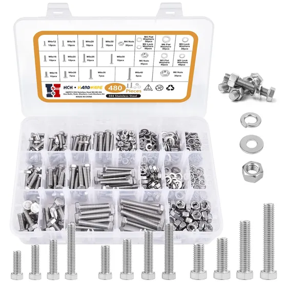 China Manufacturing Wholesale Price Grade 8.8 Bolt and Nut Screw Washer DIN931 DIN933 Metric Stainless Steel Hex Bolt 